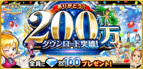『東京カジノプロジェクト』が累計200万ダウンロード突破！～アプリ内で記念キャンペーンを実施～