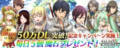 サイバード初の本格王道ファンタジーRPG『ヴァリアントナイツ』、配信開始から3週間で50万ダウンロードを突破！～5日間連続で魔石5個がもらえるキャンペーンを実施～