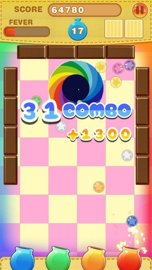 ひたすらあめ玉をフリックして穴に入れるだけ!!超シンプルなおはじきゲーム　「あめ玉コンボ」