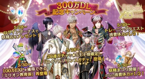 女性向けスマホパズルRPG『夢王国と眠れる100人の王子様』累計300万ダウンロード突破！~突破記念キャンペーン開催！~