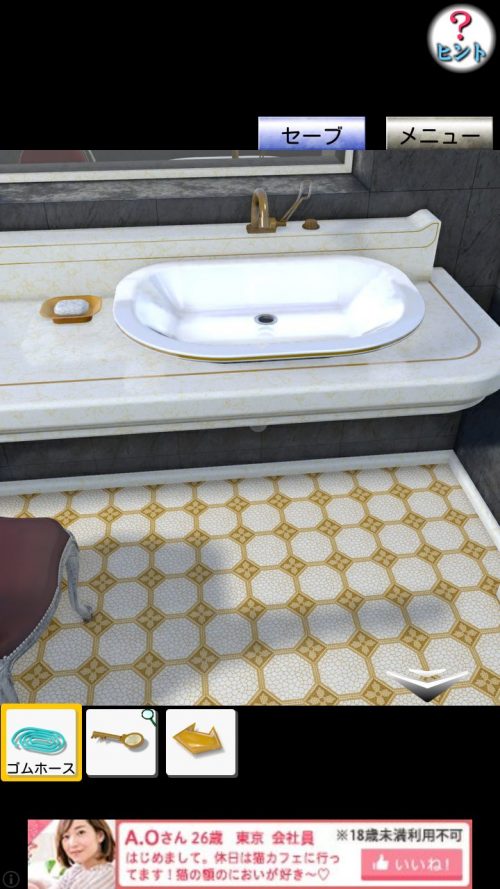 Hotel The Cat スイートルームから脱出 攻略 その4(蛇口にホースを繋ぐ～レバーの装置の謎まで)