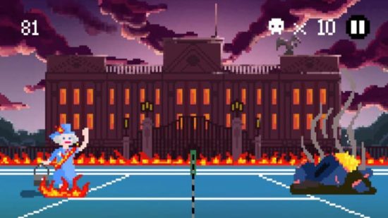 分かる人には分かるネタが満載！テニスとヘヴィメタルを混ぜたおバカアクションゲーム「HEAVY METAL TENNIS TRAINING」