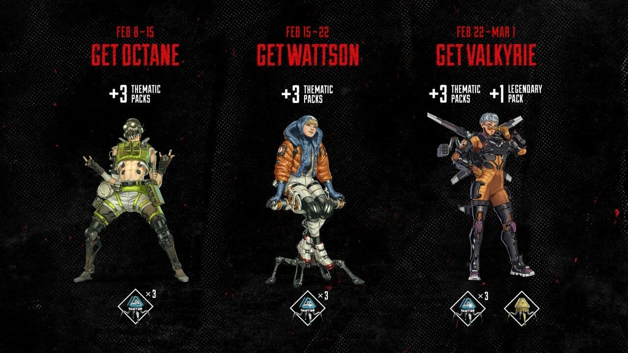 「Apex Legends」、3周年記念ログインキャンペーンを2月9日から開催！「オクタン」「ワットソン」「ヴァルキリー」が無料で…