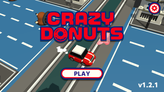 縦横無尽に動くブタを避けるカーアクションゲーム「CRAZY DONUTS」