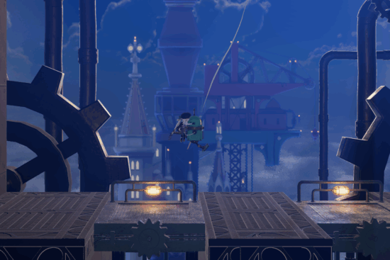 スチームパンクの世界で上に駆けあがるワイヤーアクション「セナとペグと不思議な塔」の体験版が配信開始。世界観に合わせた「縦型モード」も実装