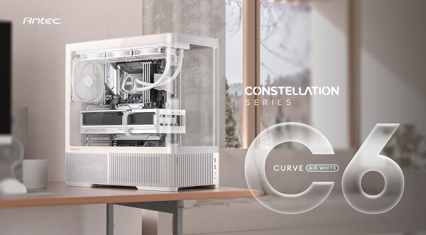 Antec、フロントとサイドに曲面強化ガラス搭載ミドルタワーPCケースのホワイトモデル「C6 Curve Air White」発売