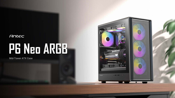 Antec、強化ガラスパネル搭載 冷却型ミドルタワーケース「P6 Neo ARGB」発売