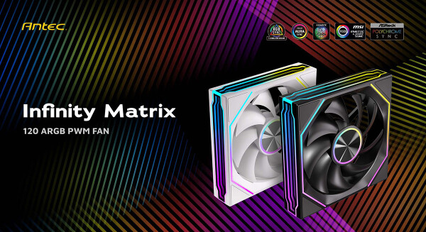 Antec、インフィニティミラーデザインの120 mm ARGBファン「Infinity Matrix 120 ARGB」発売