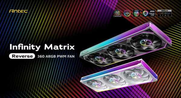 Antec、合わせ鏡をイメージしたシングルフレーム360 mmリバースARGBファン「Infinity Matrix 360 Re…