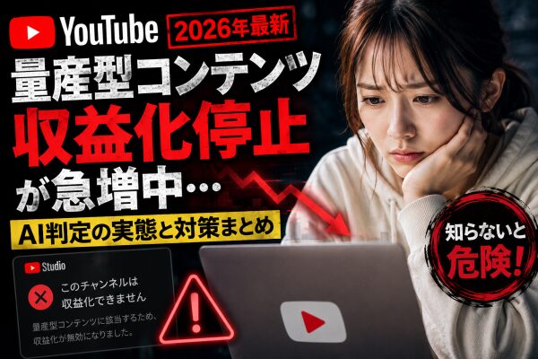 【実態整理】YouTubeの“量産型コンテンツ判定”は何が危険なのか？2026年の収益化停止問題とチャンネル売買市場の変化