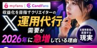 【2026年最新】「自分でやるのが限界になった」──myfans・CandFans収益化を目指すクリエイターのX運用代行需要が2026年に急増している理由と、支援事業者が直面している現実