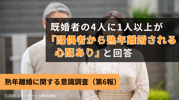4人に1人以上の既婚者が「配偶者から熟年離婚される心配がある」──熟年離婚を切り出されたら？約半数の人が”条件次第”と回答｜熟年離…