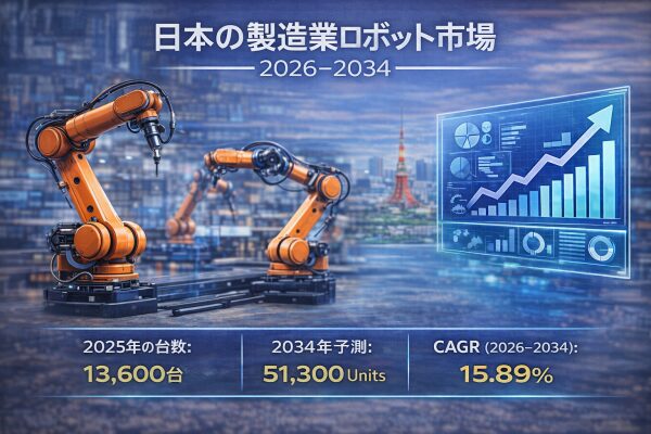 日本の製造用ロボット市場、2025年の13,600台から2034年には51,300台へと急拡大へ――フィジカルAIの統合、人手不足…