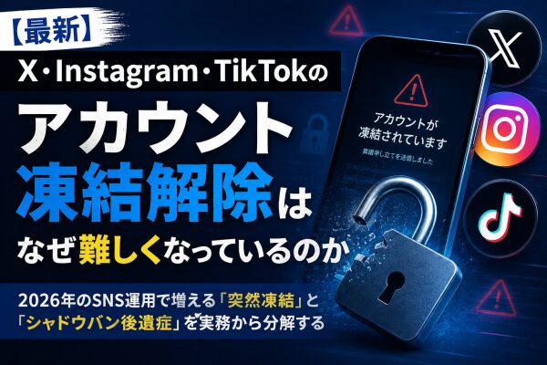 【最新】X・Instagram・TikTokのアカウント凍結解除はなぜ難しくなっているのか | 2026年のSNS運用で増える「突…