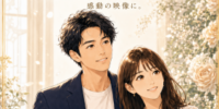出会い、初デート、そして―披露宴で人気の「馴れ初め」を、二人だけの恋愛映画として本人登場のアニメ番組にした『馴れ初め劇場』が誕生。 当日はスクリーンで感動を分かち合い、後日はマンガとして大切に残せます。