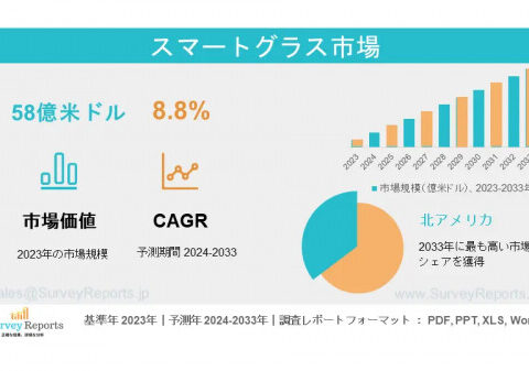 スマートグラス市場：世界調査レポート―需要、市場シェア、主要メーカー、市場規模、成長動向、トレンドおよび将来展望（2024～2033年）