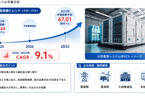 2026年大型蓄電PCS業界分析：動向予測＋産業調査 – 年平均成長率（CAGR）9.1％で成長（2026～2032年）
