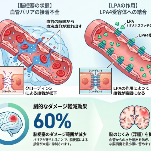 脂質メディエーターLPAが脳梗塞のダメージを軽減