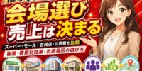 催事買取の会場選びで売上は決まる？スーパー・ショッピングモール・公民館の客層と出店費用・費用対効果を徹底比較──失敗しない催事・イベント買取の出店場所の選び方と、商圏データにもとづく会場選定の方法