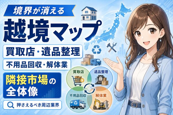 買取店・遺品整理・不用品回収・解体業の境界が消える？リユース周辺業界の「越境マップ」と押さえるべき隣接市場の全体像──生前整理・引…