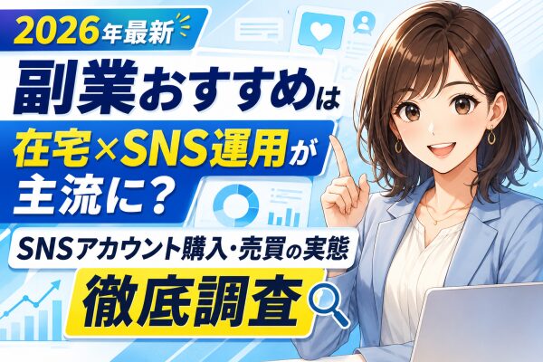 【2026年最新】副業おすすめは在宅×SNS運用が主流に？初心者・会社員・主婦がスキマ時間の副収入づくりで選ぶ「SNSアカウント購…