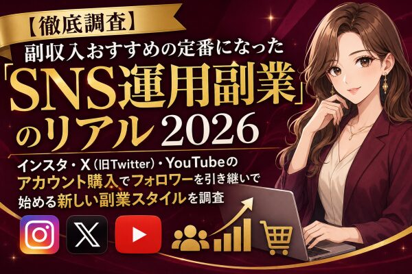【徹底調査】副収入おすすめの定番になった「SNS運用副業」のリアル2026｜インスタ・X（旧Twitter）・YouTubeのアカ…