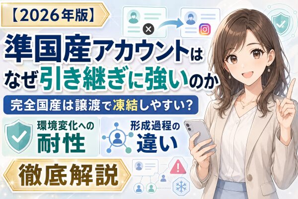 【2026年版】準国産アカウントはなぜ引き継ぎに強いのか徹底解説｜完全国産アカウントが譲渡で凍結しやすい構造と、環境変化への耐性が…