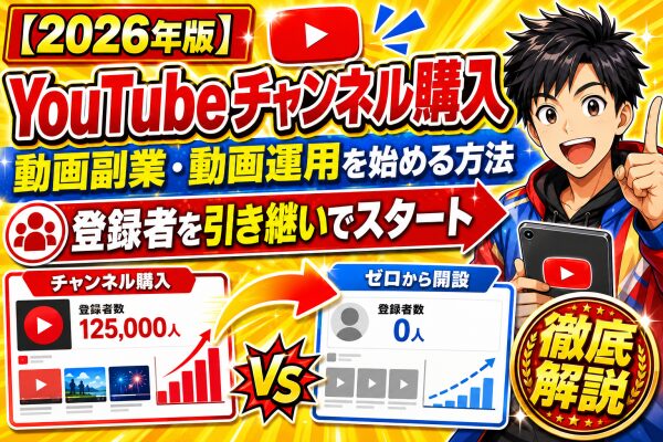 【2026年版】YouTubeチャンネル購入で動画副業・動画運用を始める方法を徹底解説｜登録者を引き継いでスタートする流れと、ゼロ…