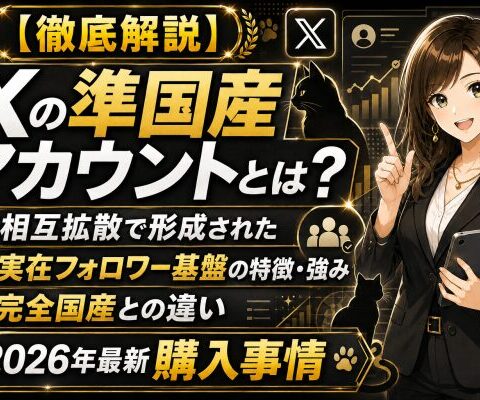 【徹底解説】X（旧Twitter）の準国産アカウントとは？相互拡散で形成された実在フォロワー基盤の特徴・強み・完全国産との違い、2026年最新のXアカウント購入事情【アカバイ】