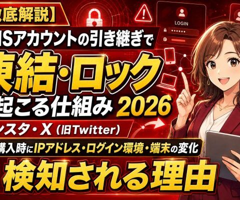 【徹底解説】SNSアカウントの引き継ぎで凍結・ロックが起こる仕組み2026｜インスタ・X（旧Twitter）のアカウント購入時にIPアドレス・ログイン環境・端末の変化が検知される理由【アカバイ】