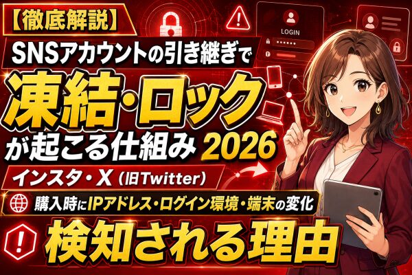 【徹底解説】SNSアカウントの引き継ぎで凍結・ロックが起こる仕組み2026｜インスタ・X（旧Twitter）のアカウント購入時にI…