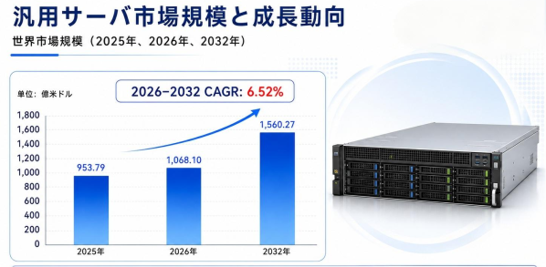 2026年汎用サーバ調査レポート：市場規模と2032年ビジョン – 年平均成長率（CAGR）6.52％で成長