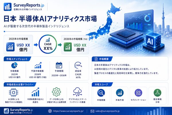 日本の半導体AIアナリティクス市場の市場規模・シェア・成長分析：需要拡大、新たな市場動向、主要メーカー、および将来の事業機会の展望…