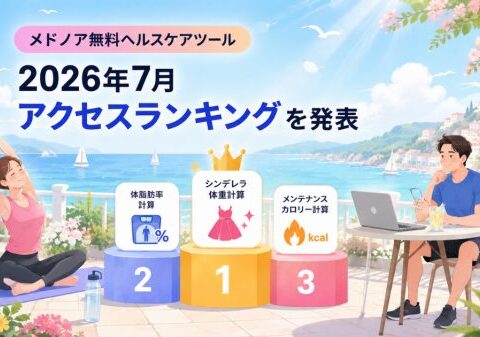 メドノア無料ヘルスケアツール 2026年7月アクセスランキングを発表