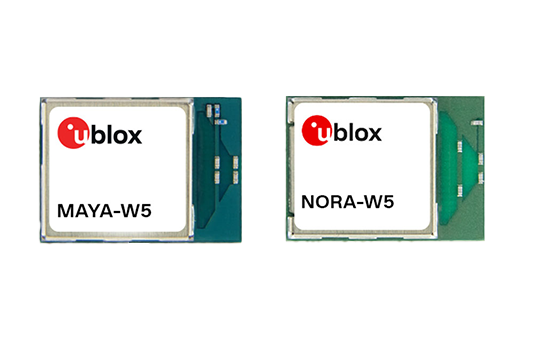 u-bloxは、コスト重視のアプリケーション向けに、信頼性の高い新しいWi-Fi 6モジュールであるMAYA-W5とNORA-W5…