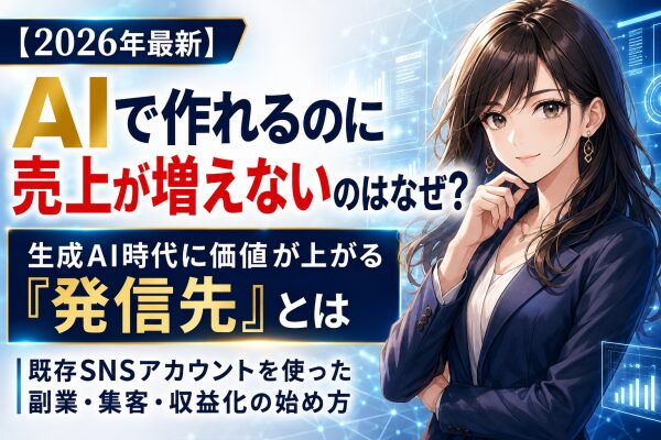 【2026年最新】AIで文章・画像・動画・商品まで作れるのに売上が増えないのはなぜ？生成AI時代に価値が上がる「発信先」と既存SN…
