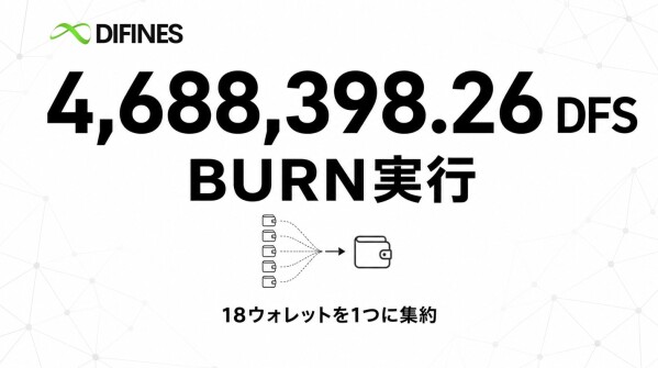DIFINES、関係者18ウォレットのDFSを集約し4,688,398.26 DFSをBurn