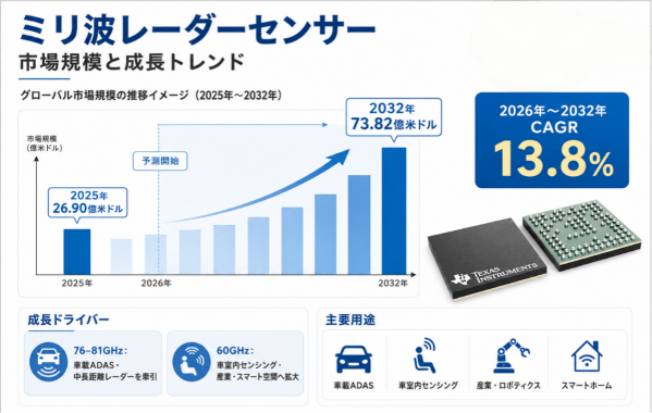 ミリ波レーダーセンサー市場調査会社が贈る：売上規模・調べ方・分析手法- 年平均成長率（CAGR）13.8％の高成長