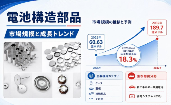 電池構造部品業界分析：市場分析フレームワーク＋主要プレイヤー別シェア-年平均成長率（CAGR）18.3%の高成長