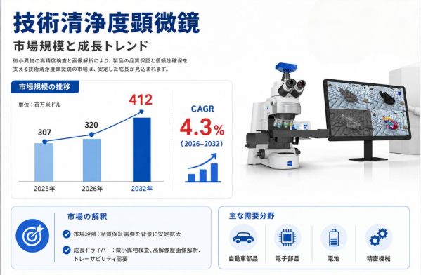 技術清浄度顕微鏡市場規模マップ＋シェア＋フレームワーク – 年平均成長率（CAGR）4.3%の安定成長