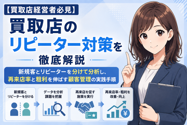 【買取店経営者必見】買取店のリピーター対策を徹底解説！新規客とリピーターを分けて分析し、再来店率と粗利を伸ばす顧客管理の実践手順─…