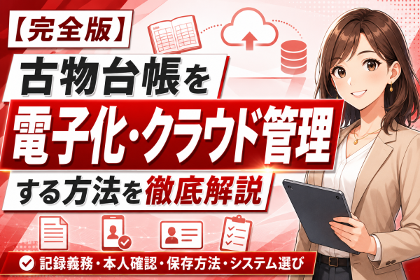 【完全版】買取店の古物台帳を電子化・クラウド管理する方法を徹底解説。古物営業法の記録義務から本人確認書類の扱い、保存期間・保存方法…