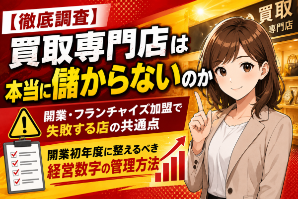 【徹底調査】買取専門店は儲からない？開業・FC加盟で失敗する店の共通点と、開業初年度に整えるべき経営数字の管理方法──買取店・リサ…