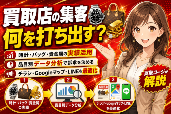 【買取店の集客、何を打ち出す？】時計・バッグ・貴金属のカテゴリー別実績を投稿企画に生かす「買取コージ」──買取店が品目別のデータ分…