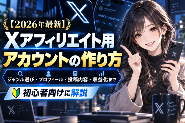 【2026年最新】Xアフィリエイト用アカウントの作り方｜ジャンル選び・プロフィール・投稿内容・Twitterアフィリエイト収益化ま…