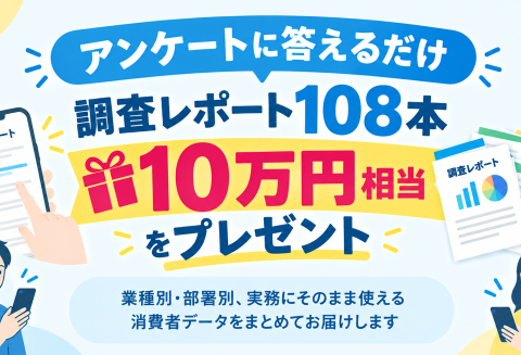 回答者全員に10万円相当の調査レポート108本をプレゼント｜「100人アンケート」がキャンペーン開始