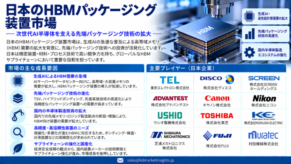 日本のHBMパッケージング装置市場：AIメモリ需要、先端パッケージング、高精度アセンブリが新たな成長機会を創出