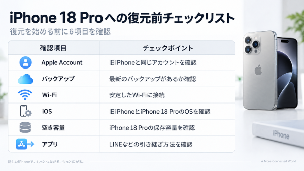 【iPhone 18 Pro 発売】バックアップから復元できない？データが戻らないときの原因・対処法を解説