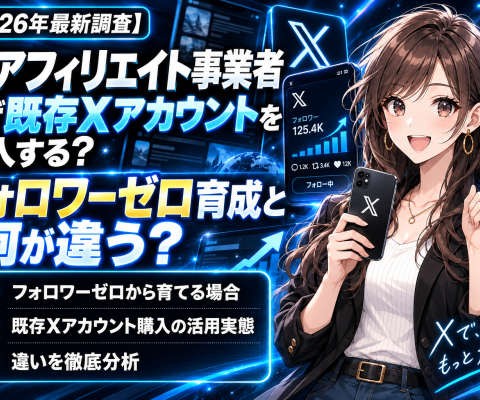【2026年最新調査】Xアフィリエイト事業者はなぜ既存のXアカウント(旧Twitter)を購入する？ゼロから新規開設して育てる場合との違い・立ち上げ工程・活用実態を徹底分析