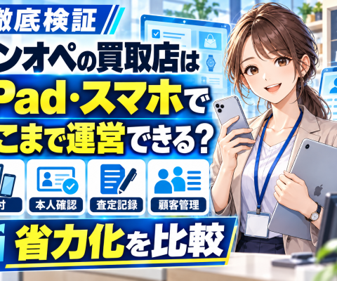 【徹底検証】ワンオペの買取店はiPad・スマホでどこまで運営できるのか。受付・本人確認入力・査定記録・顧客管理の省力化を比較──紙中心・パソコン中心・タブレット併用の作業手順の違い